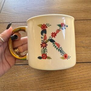 OpalHouse White Floral Initial Monogram K Mug Porcelain Coffee Cup Gift